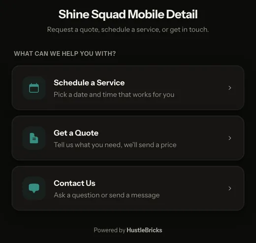 The public booking page: services, prices and the next open slots