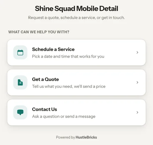 The public booking page: services, prices and the next open slots
